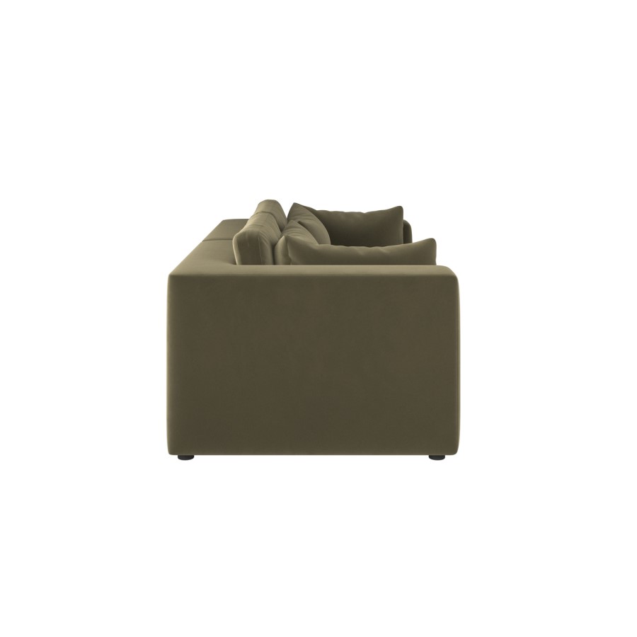 ALMOST PERFECT - Khaki Green Velvet 3 Seater Sofa - Hudson