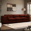 HSN015S Large Burnt Orange Velvet 4 Seater Sofa - Hudson