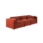 Large Burnt Orange Velvet 4 Seater Sofa - Hudson