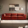 GRADE A2 - Large Burnt Orange Velvet 4 Seater Sofa - Hudson