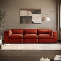 GRADE A2 - Large Burnt Orange Velvet 4 Seater Sofa - Hudson