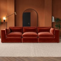 Large Burnt Orange Velvet 4 Seater Sofa - Hudson