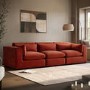GRADE A2 - Large Burnt Orange Velvet 4 Seater Sofa - Hudson