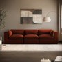 Large Burnt Orange Velvet 4 Seater Sofa - Hudson