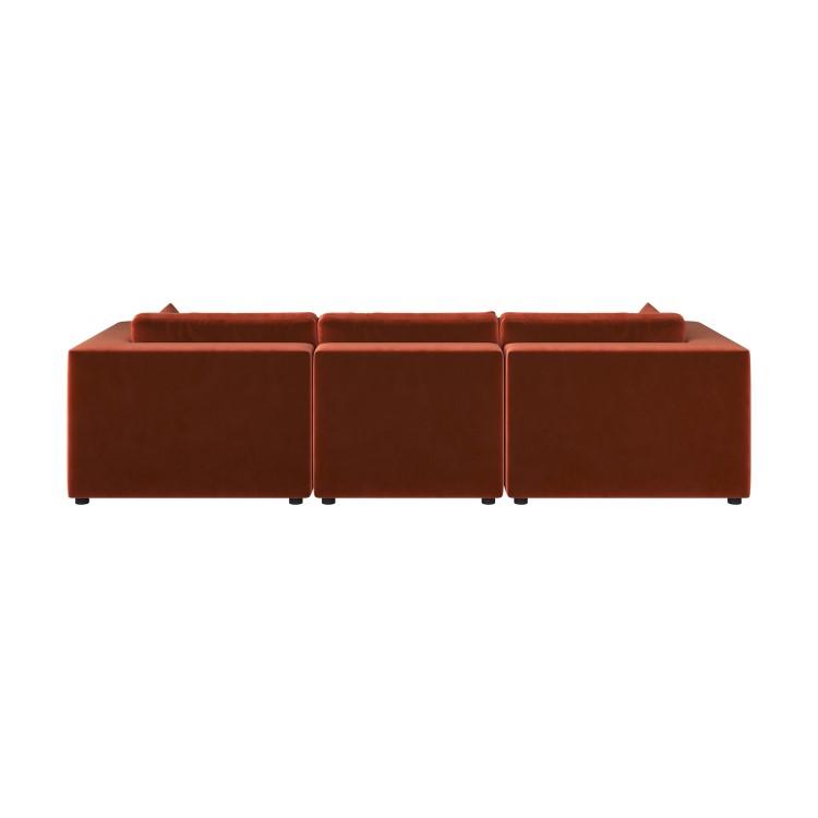 Large Burnt Orange Velvet 4 Seater Sofa - Hudson