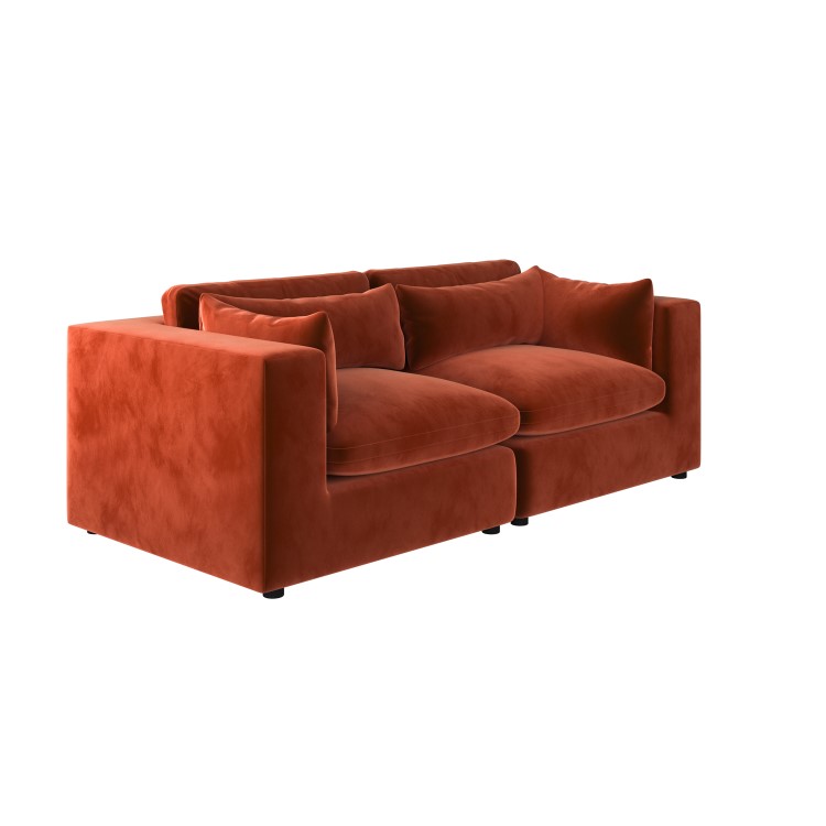 Burnt Orange Velvet 3 Seater Sofa - Hudson