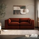 HSN016 Burnt Orange Velvet 3 Seater Sofa - Hudson