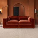 HSN016 Burnt Orange Velvet 3 Seater Sofa - Hudson