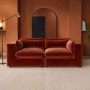 Burnt Orange Velvet 3 Seater Sofa - Hudson