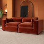 Burnt Orange Velvet 3 Seater Sofa - Hudson