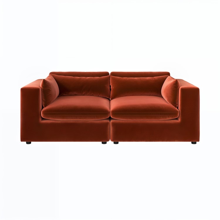 Burnt Orange Velvet 3 Seater Sofa - Hudson