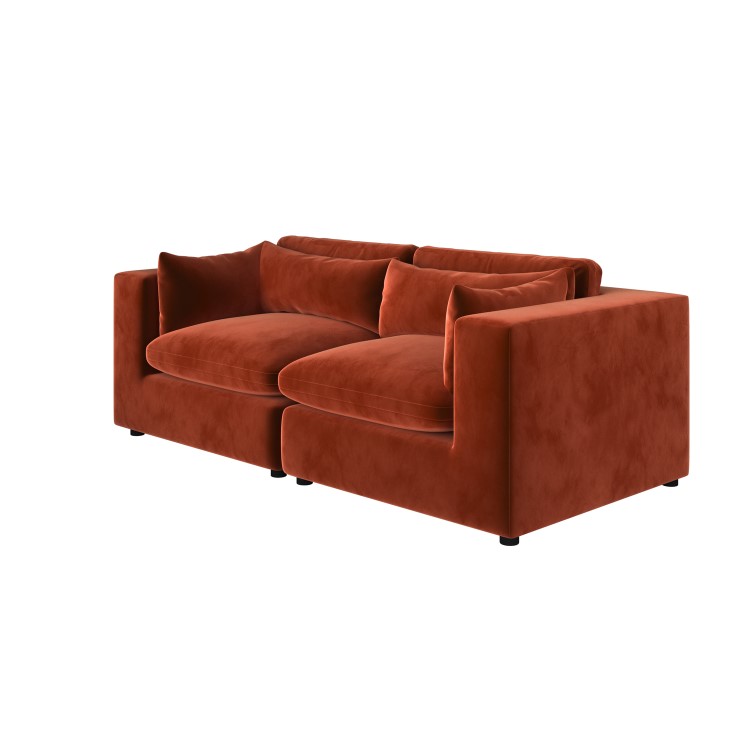 Burnt Orange Velvet 3 Seater Sofa - Hudson