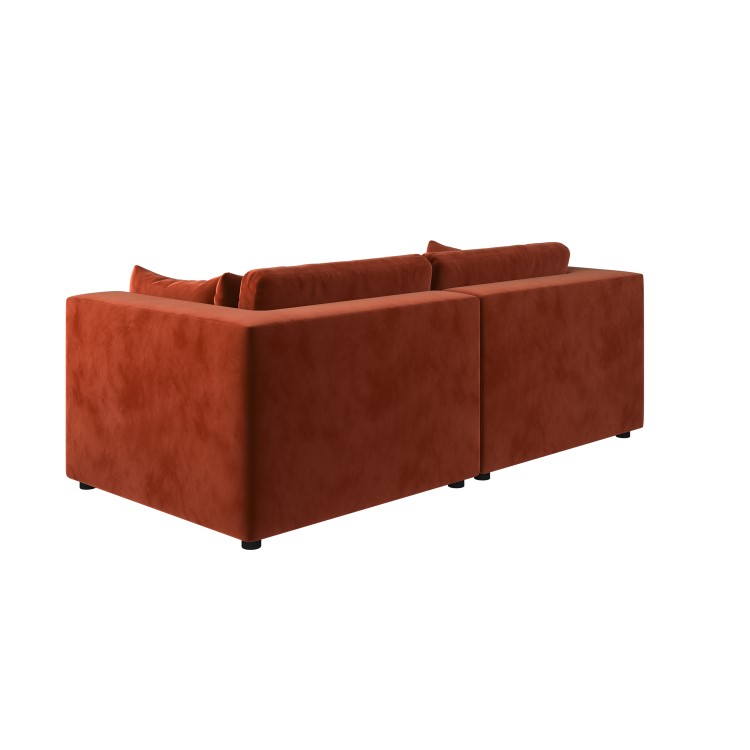 Burnt Orange Velvet 3 Seater Sofa - Hudson