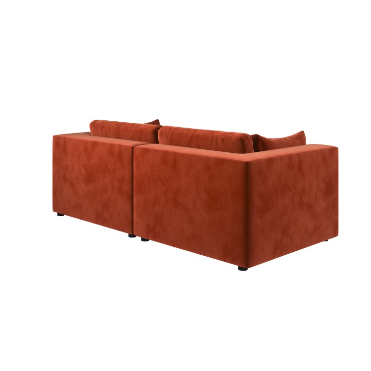 Burnt Orange Velvet 3 Seater Sofa - Hudson