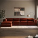 HSN017S Burnt Orange Velvet 5-Seater L-Shape Corner Sofa with Reversible Chaise - Hudson