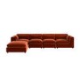 Burnt Orange Velvet 5 Seater L-Shape Corner Sofa with Reversible Chaise - Hudson