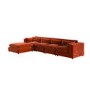 Burnt Orange Velvet 5 Seater L-Shape Corner Sofa with Reversible Chaise - Hudson