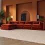 GRADE A2 - Large Burnt Orange Velvet Reversible 5 Seater Chaise Corner Sofa - Hudson