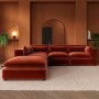 ALMOST PERFECT - Large Burnt Orange Velvet 5 Seater Modular Corner Sofa - Hudson