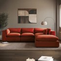 HSN018 Large Burnt Orange Velvet 5 Seater Modular Corner Sofa - Hudson