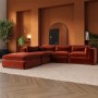 ALMOST PERFECT - Large Burnt Orange Velvet 5 Seater Modular Corner Sofa - Hudson