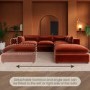 ALMOST PERFECT - Large Burnt Orange Velvet 5 Seater Modular Corner Sofa - Hudson