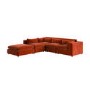 Large Burnt Orange Velvet 5 Seater Modular Corner Sofa - Hudson