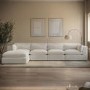 Beige Boucle 5-Seater L-Shape Corner Sofa with Reversible Chaise - Hudson