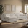 Beige Boucle 5-Seater L-Shape Corner Sofa with Reversible Chaise - Hudson