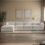 Large Beige Boucle Reversible 5 Seater Chaise Corner Sofa - Hudson