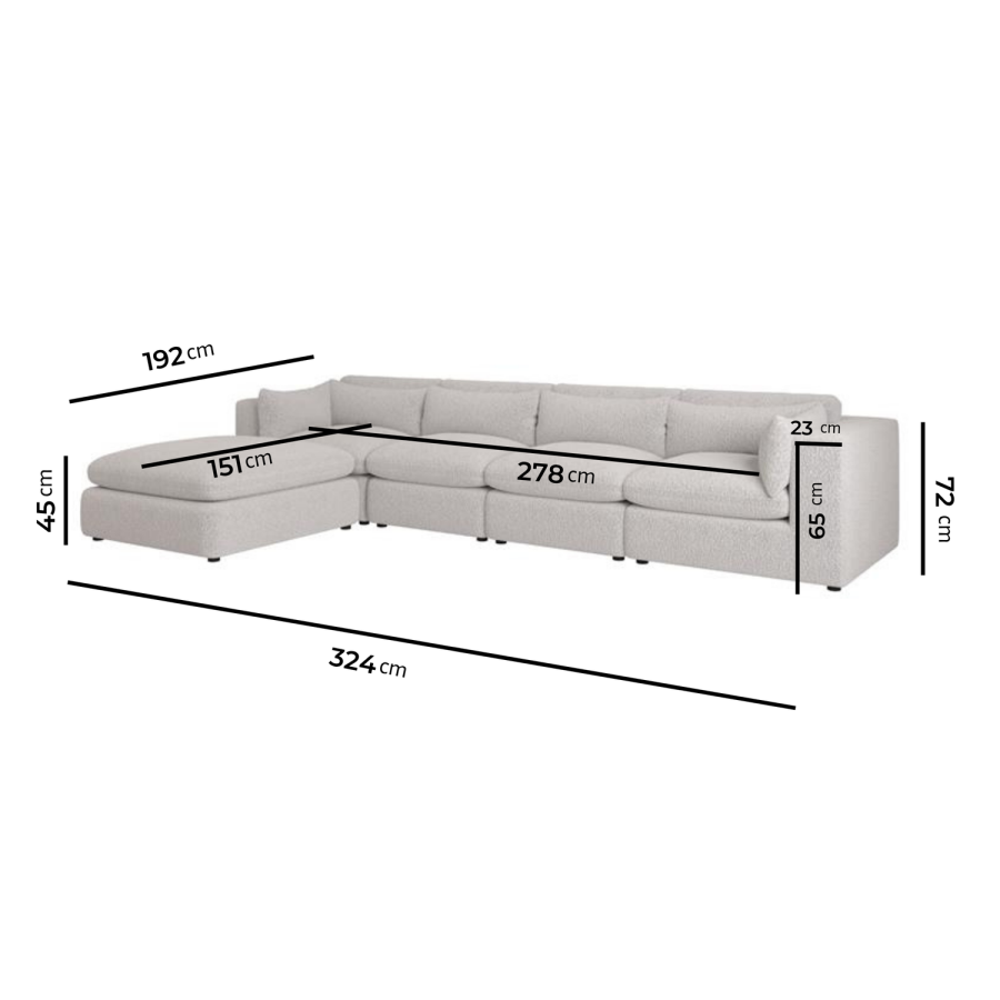 Large Beige Boucle Reversible 5 Seater Chaise Corner Sofa - Hudson