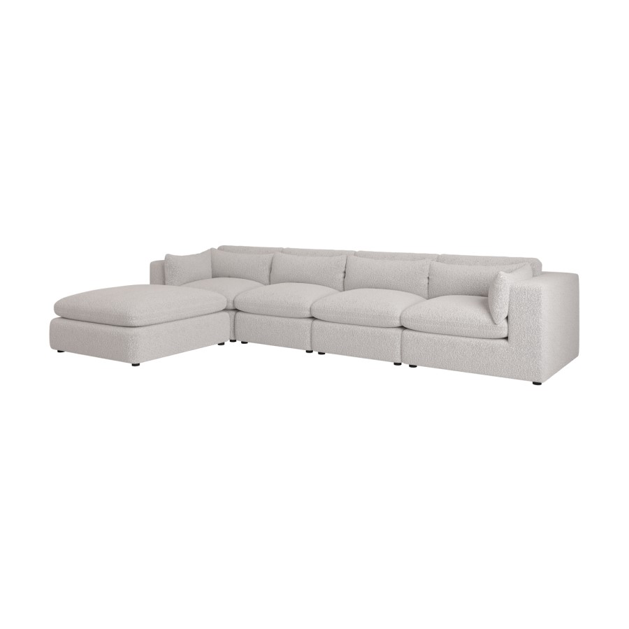 Large Beige Boucle Reversible 5 Seater Chaise Corner Sofa - Hudson