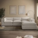 HSN020 Large Beige Boucle 5 Seater Modular Corner Sofa - Hudson