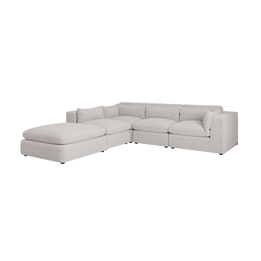 Large Beige Boucle 5 Seater Modular Corner Sofa - Hudson