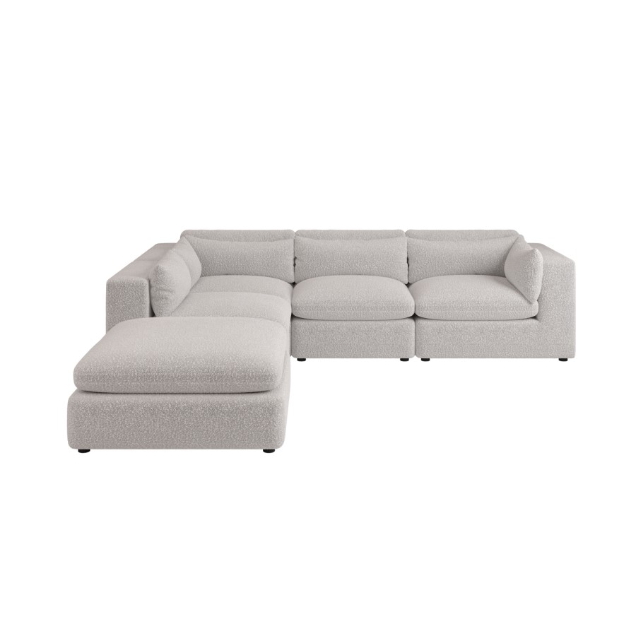 Large Beige Boucle 5 Seater Modular Corner Sofa - Hudson