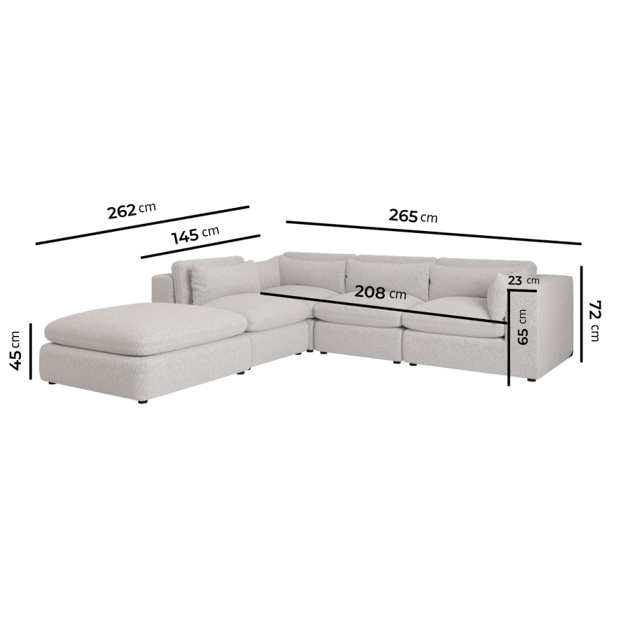Large Beige Boucle 5 Seater Modular Corner Sofa - Hudson