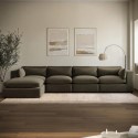 HSN021 Large Khaki Velvet Reversible 5 Seater Chaise Corner Sofa - Hudson