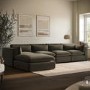 Khaki Green Velvet 5-Seater L-Shape Corner Sofa with Reversible Chaise - Hudson