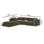Large Khaki Velvet 5 Seater Modular Corner Sofa - Hudson