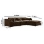 Chocolate Brown Velvet 4-Seater L-Shape Corner Sofa with Reversible Chaise - Hudson