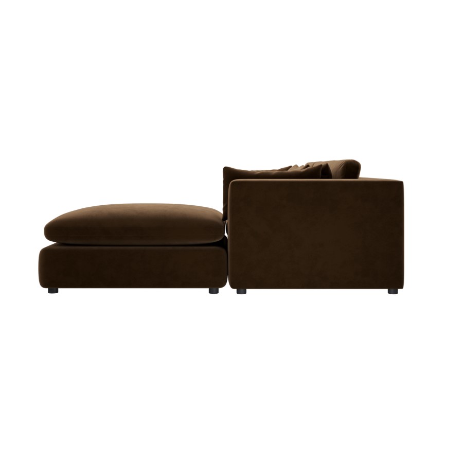 Large Chocolate Brown Velvet 4-Seater Reversible Chaise Corner Sofa – Hudson  
