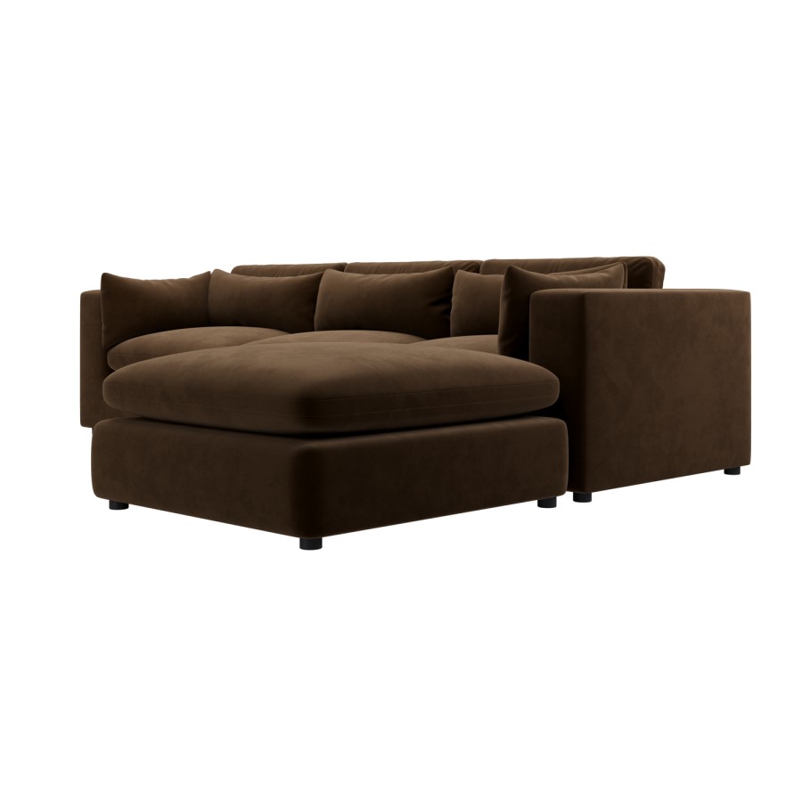 Large Chocolate Brown Velvet 4-Seater Reversible Chaise Corner Sofa – Hudson  