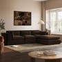 Large Chocolate Brown Velvet 4-Seater Reversible Chaise Corner Sofa – Hudson  