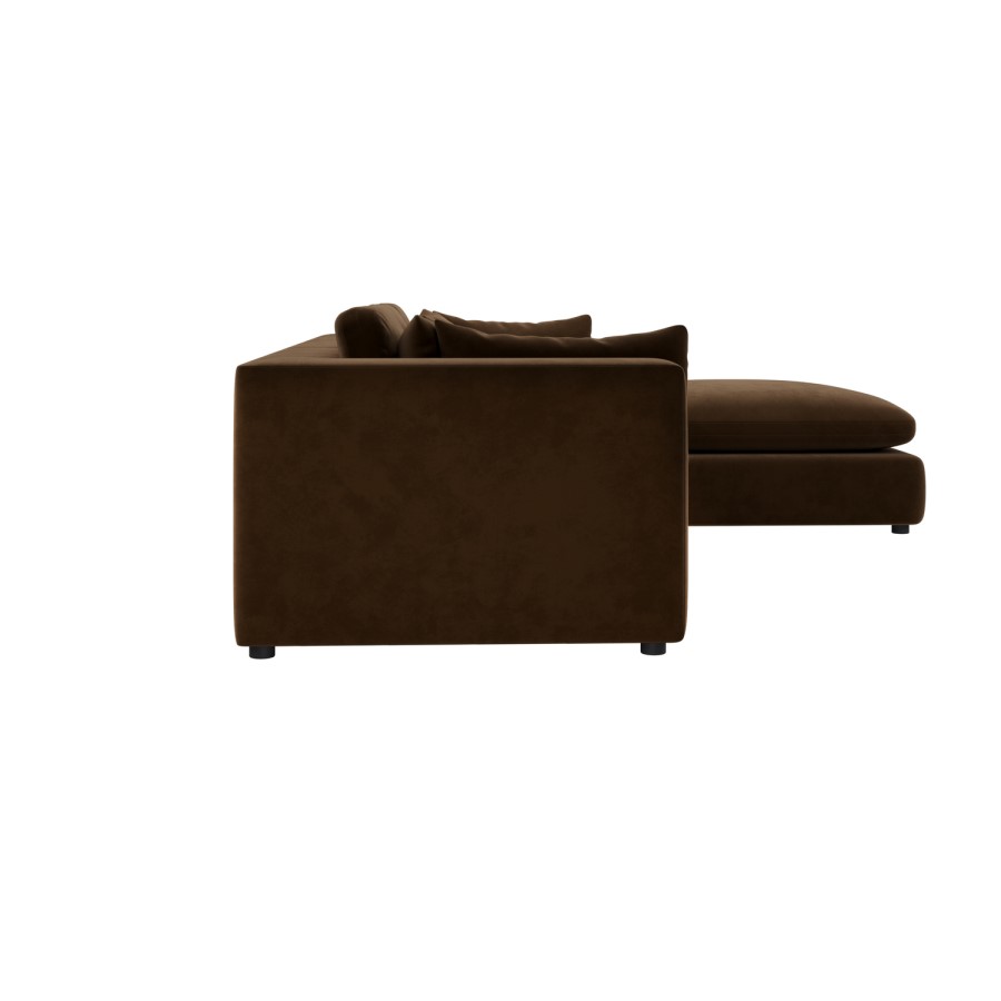 Large Chocolate Brown Velvet 4-Seater Reversible Chaise Corner Sofa – Hudson  