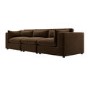 Large Chocolate Brown Velvet 4 Seater Sofa - Hudson