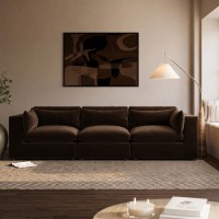 Large Chocolate Brown Velvet 4 Seater Sofa - Hudson