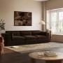 Large Chocolate Brown Velvet 4 Seater Sofa - Hudson