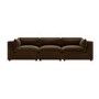 Large Chocolate Brown Velvet 4 Seater Sofa - Hudson