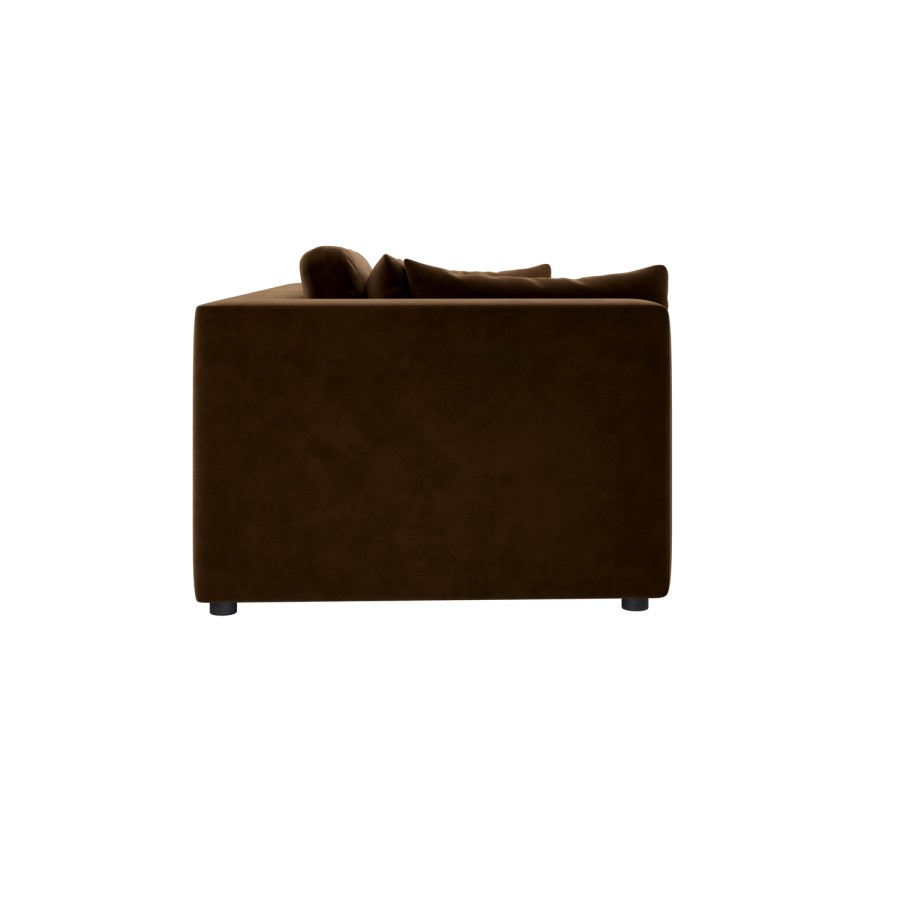 Large Chocolate Brown Velvet 4 Seater Sofa - Hudson
