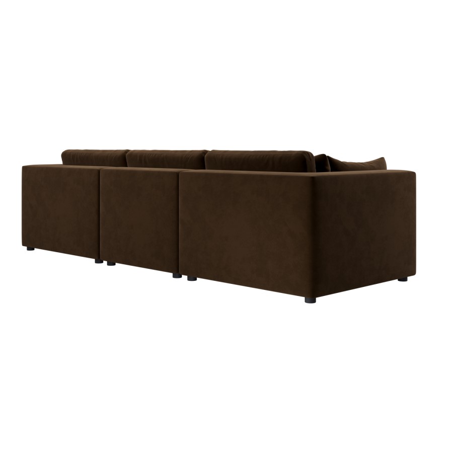 Large Chocolate Brown Velvet 4 Seater Sofa - Hudson